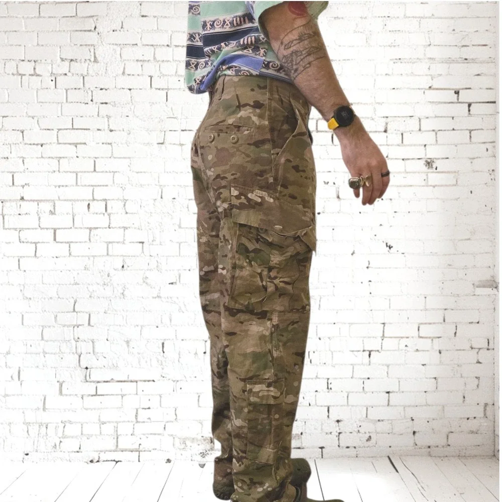 Vintage US Military Camo Pants Medium Regular Tactical Green 33x32in‎ Reworked